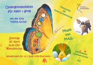 Mehr über den Artikel erfahren Einladung | Ostergottesdienst für klein & groß mit der Kita KLEINE ARCHE | 27. April um 11:30 Uhr in der Kreuzkirche