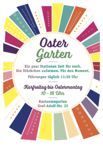 Mehr über den Artikel erfahren Einladung | Ostergarten. Dreißig Minuten abschalten. Karfreitag bis Ostermontag